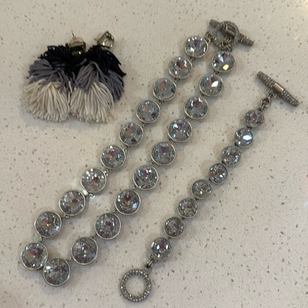 Bundle! J crew Earrings & Juicy Couture necklace place and bracelet set.